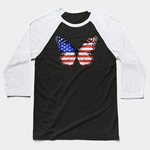 American Flag  Butterfly - Gift for American From USA Baseball T-Shirt by Country Flags